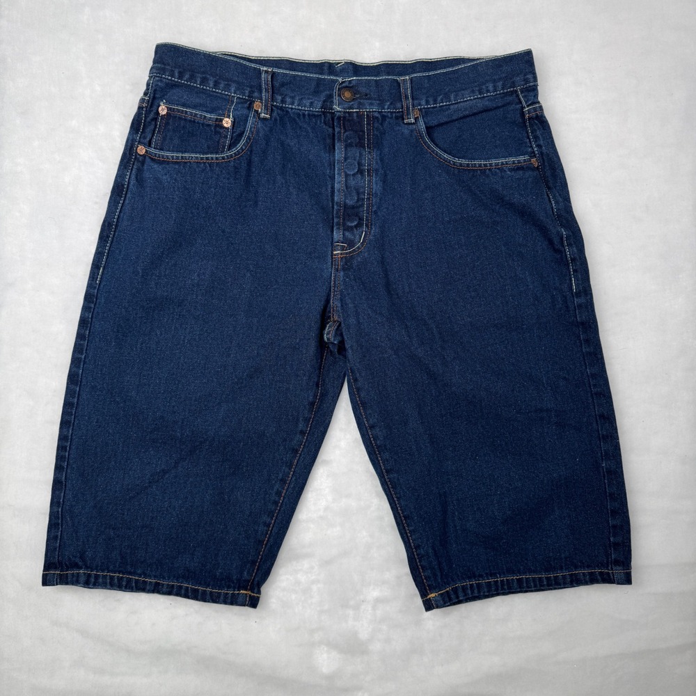 VTG Evisu Men's Jean Shorts Sz 38 Embroidered Japanese Koi Fish Jorts Y2k